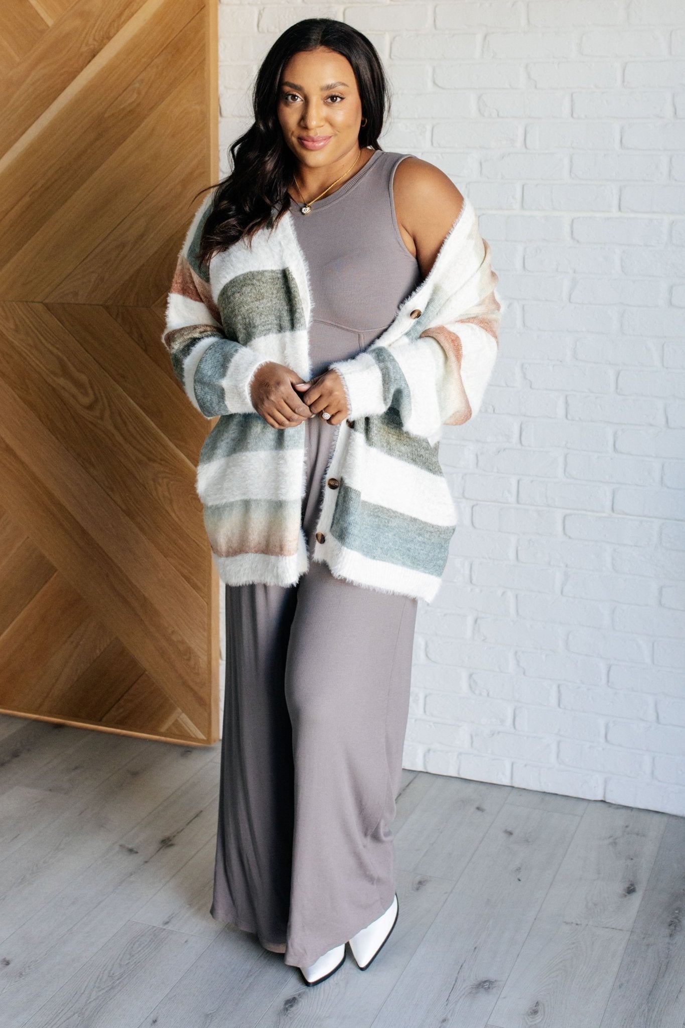 Hilary Wide Leg Jumpsuit in Grey - Driftwood Boutique