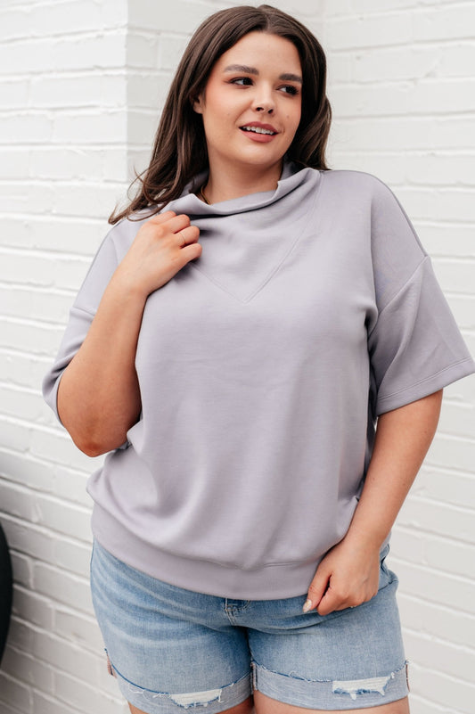 I Just Felt Like It Mock Neck Top in Mystic Grey - Driftwood Boutique