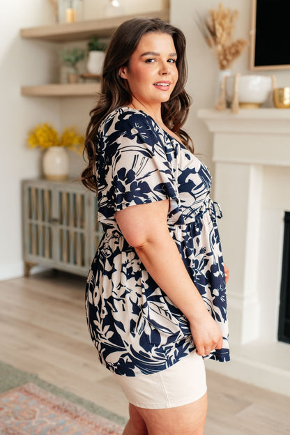 In Contrast Floral V - Neck Top - Driftwood Boutique