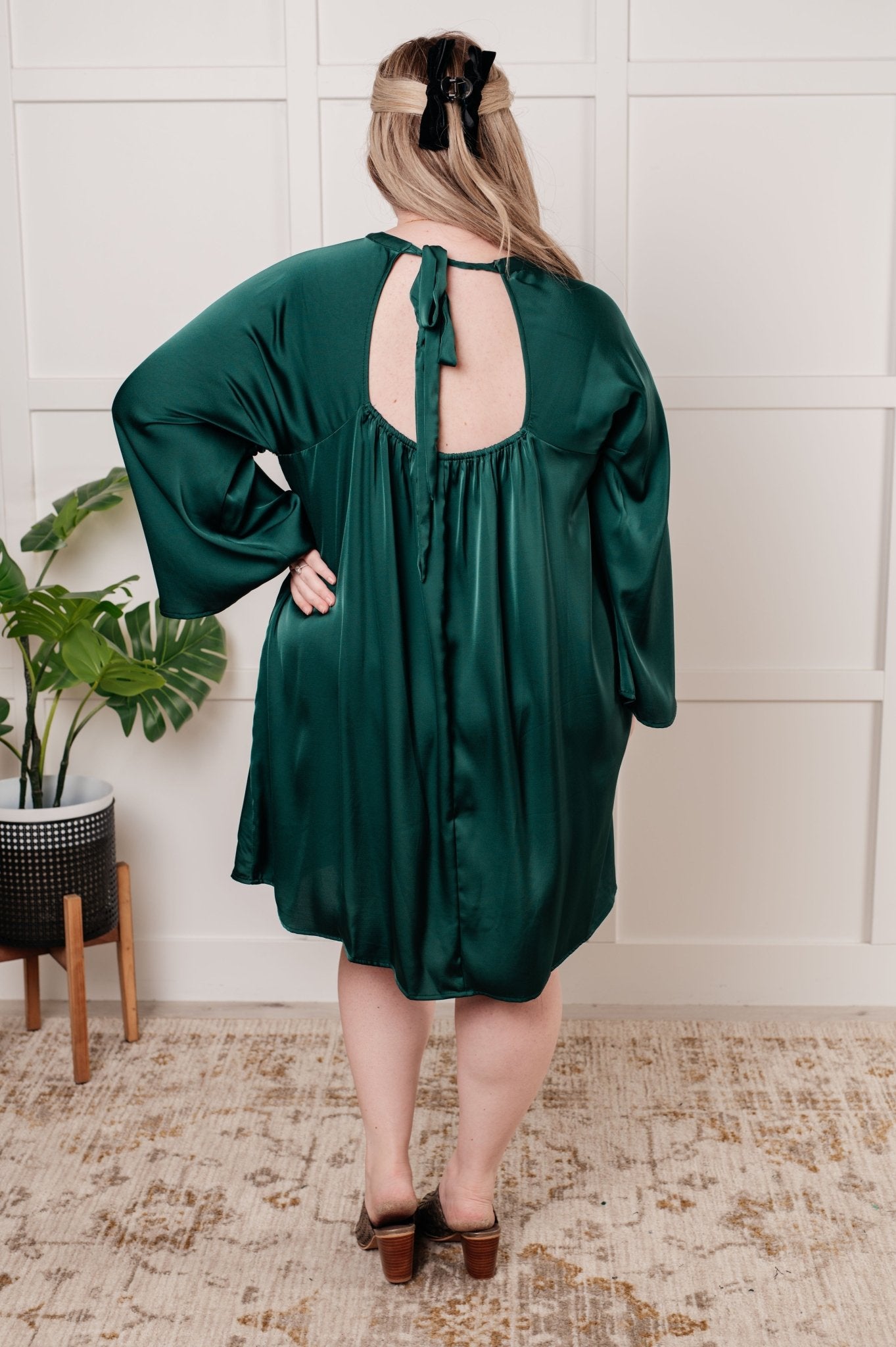 Isn't It Lovely Poly Satin Butterfly Sleeve Dress - Driftwood Boutique