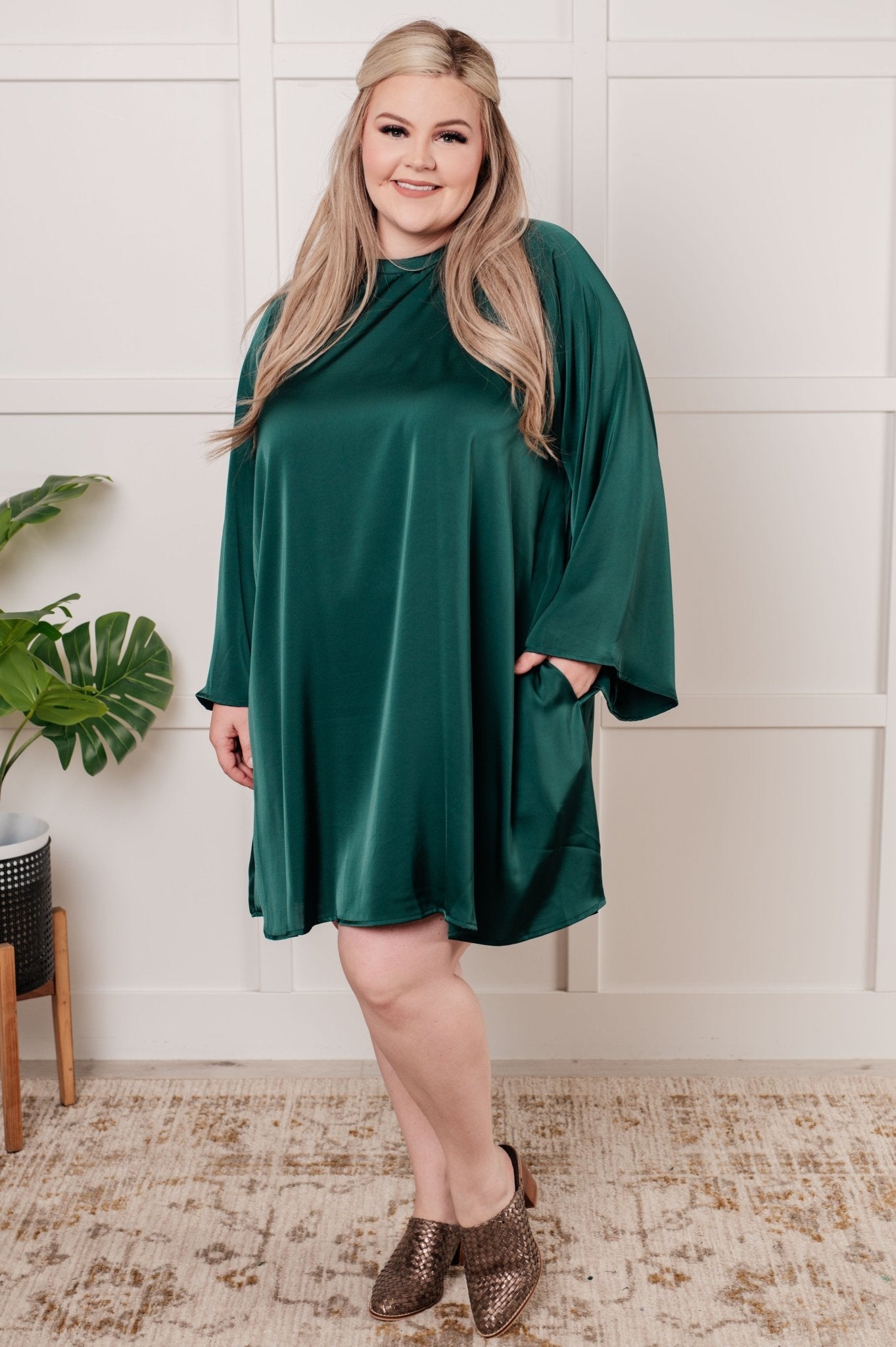 Isn't It Lovely Poly Satin Butterfly Sleeve Dress - Driftwood Boutique