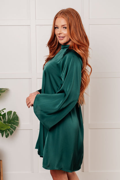Isn't It Lovely Poly Satin Butterfly Sleeve Dress - Driftwood Boutique