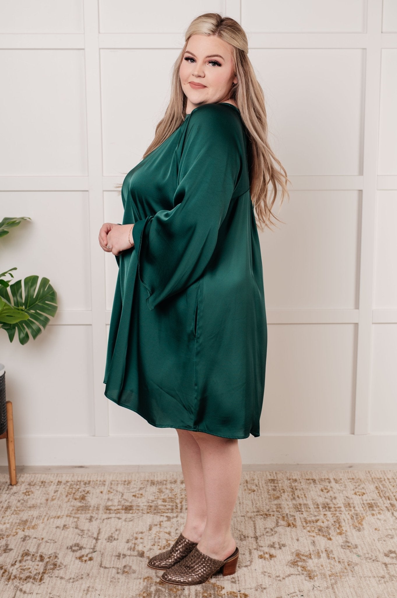 Isn't It Lovely Poly Satin Butterfly Sleeve Dress - Driftwood Boutique