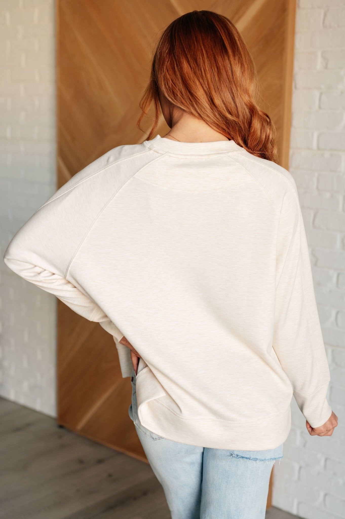 It's The Little Things Relaxed Scuba Pullover in Beige - Driftwood Boutique