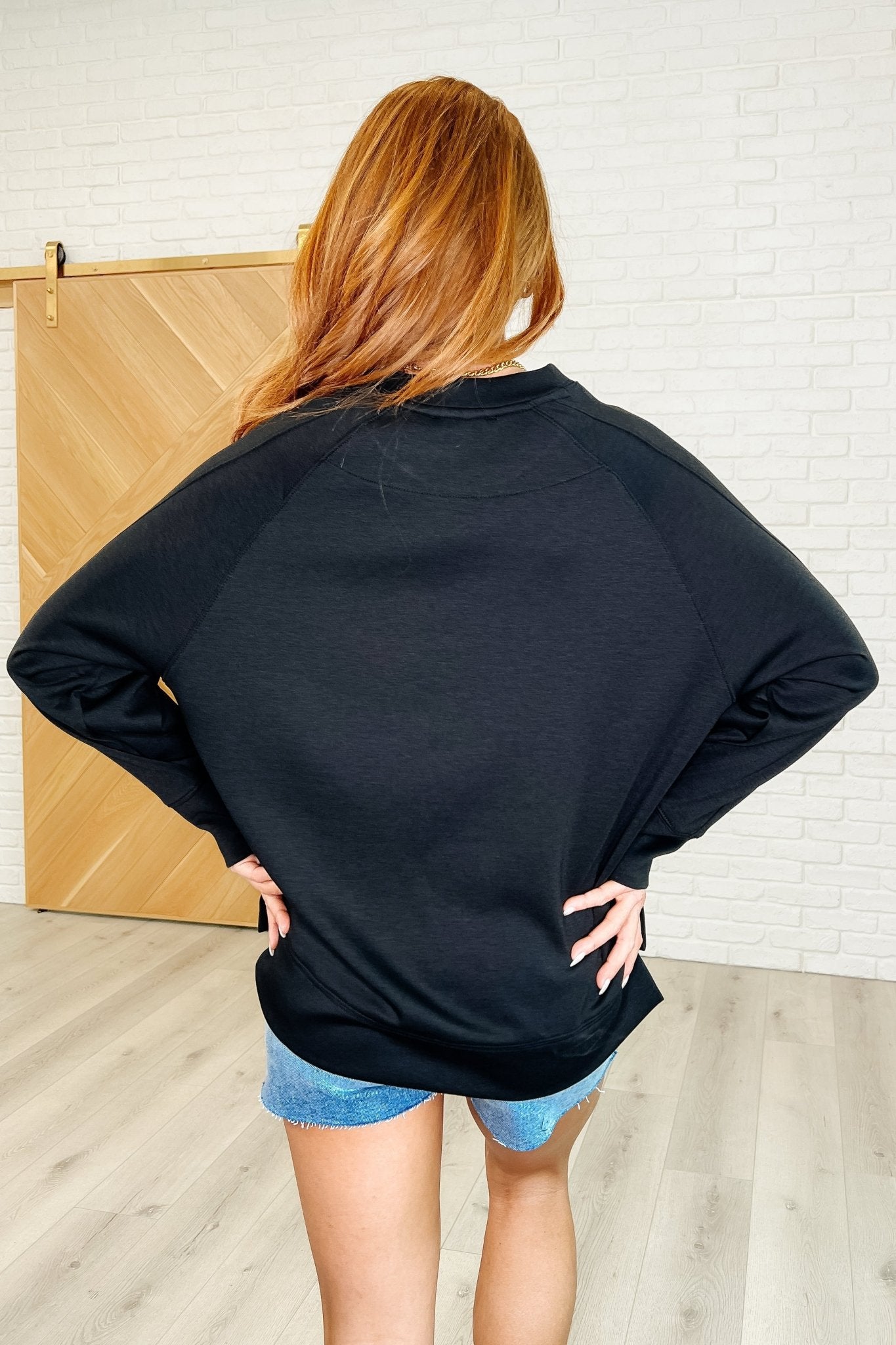 It's The Little Things Relaxed Scuba Pullover in Black - Driftwood Boutique