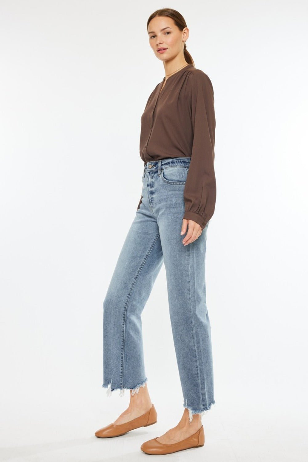 Jamison High Rise Raw Hem Wide Leg Jeans - Driftwood Boutique