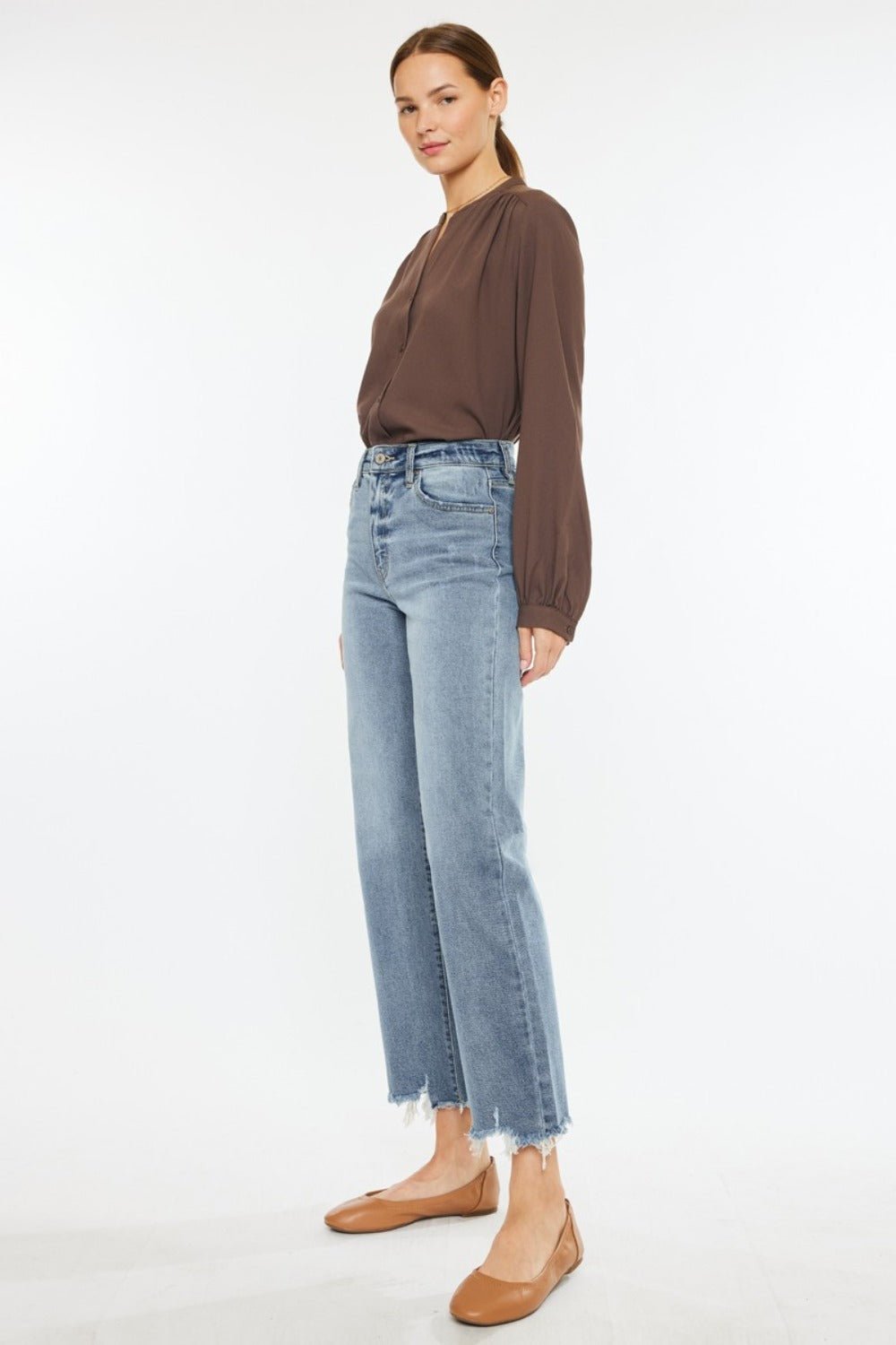 Jamison High Rise Raw Hem Wide Leg Jeans - Driftwood Boutique