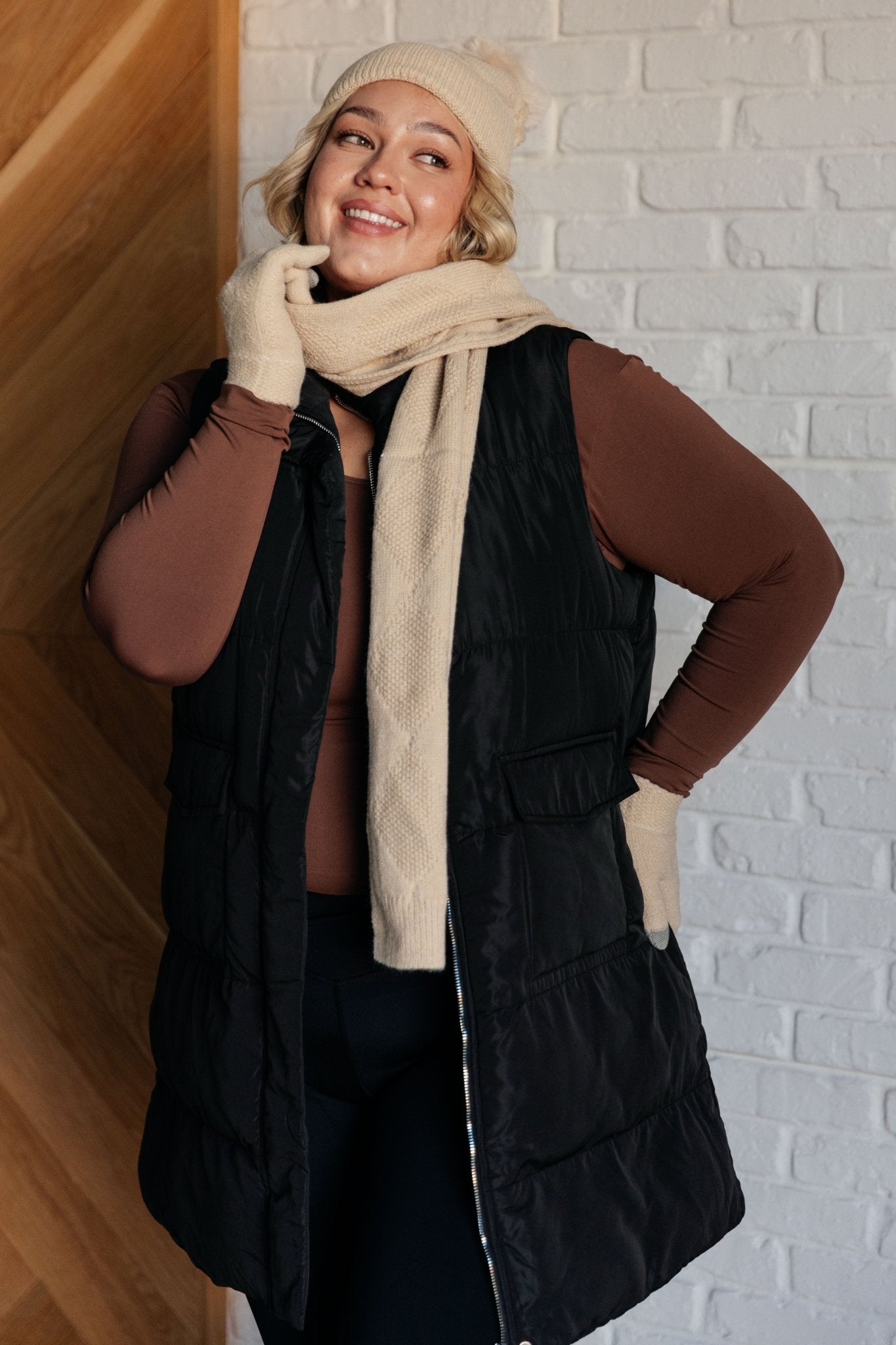 Jane Frost Beanie, Glove, and Scarf Set in Beige - Driftwood Boutique