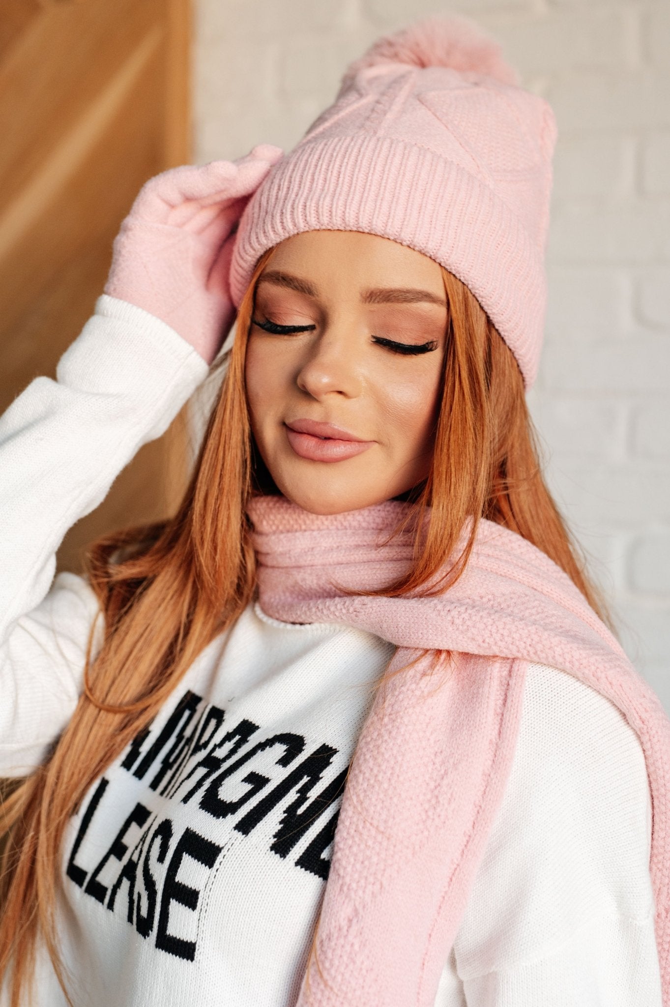 Jane Frost Beanie, Glove, and Scarf Set in Pink - Driftwood Boutique