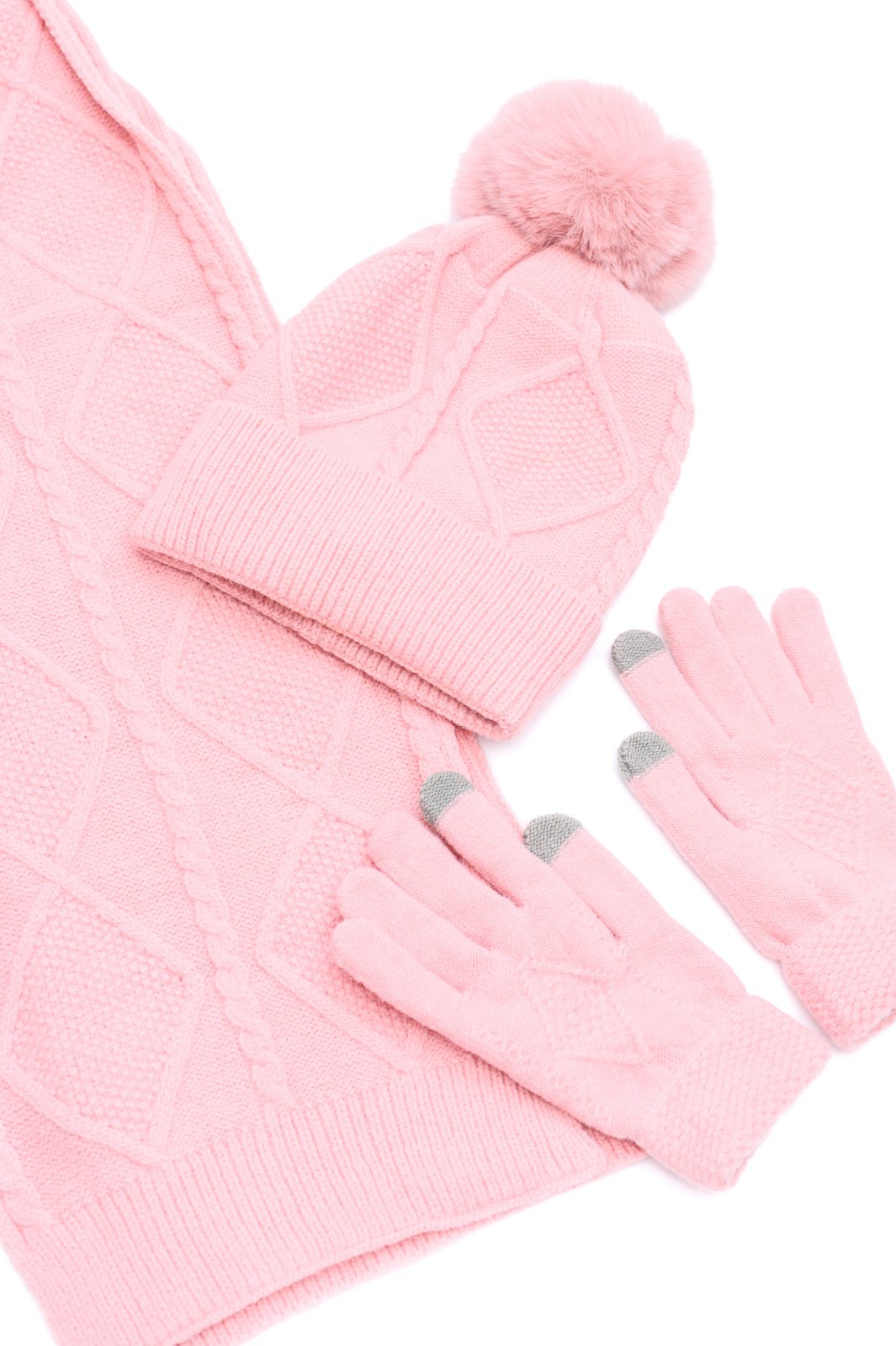 Jane Frost Beanie, Glove, and Scarf Set in Pink - Driftwood Boutique