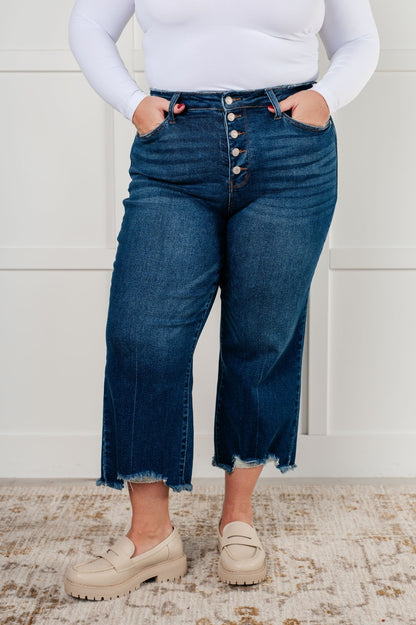 Janice High Rise Button Fly Wide Leg Crop Jeans - Driftwood Boutique
