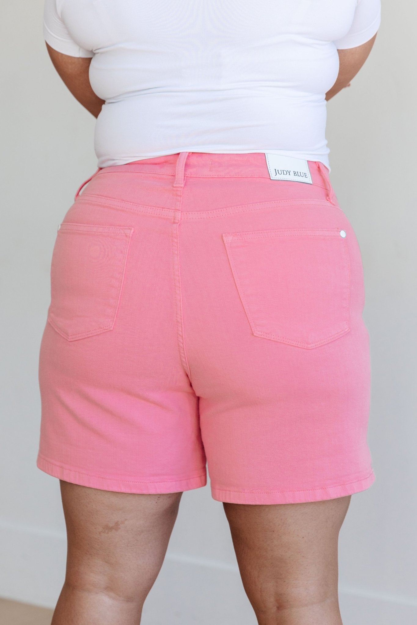 Jenna High Rise Control Top Cuffed Shorts in Pink - Driftwood Boutique