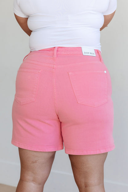 Jenna High Rise Control Top Cuffed Shorts in Pink - Driftwood Boutique