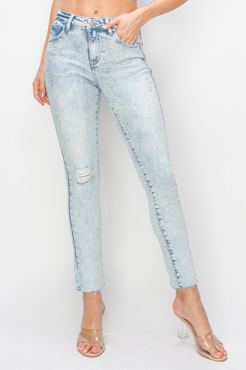 Jonah High Rise Distressed Skinny Jeans - Driftwood Boutique