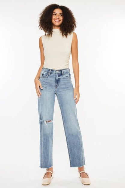 Justin Ultra High Rise Distressed Double Seam Straight Jeans - Driftwood Boutique