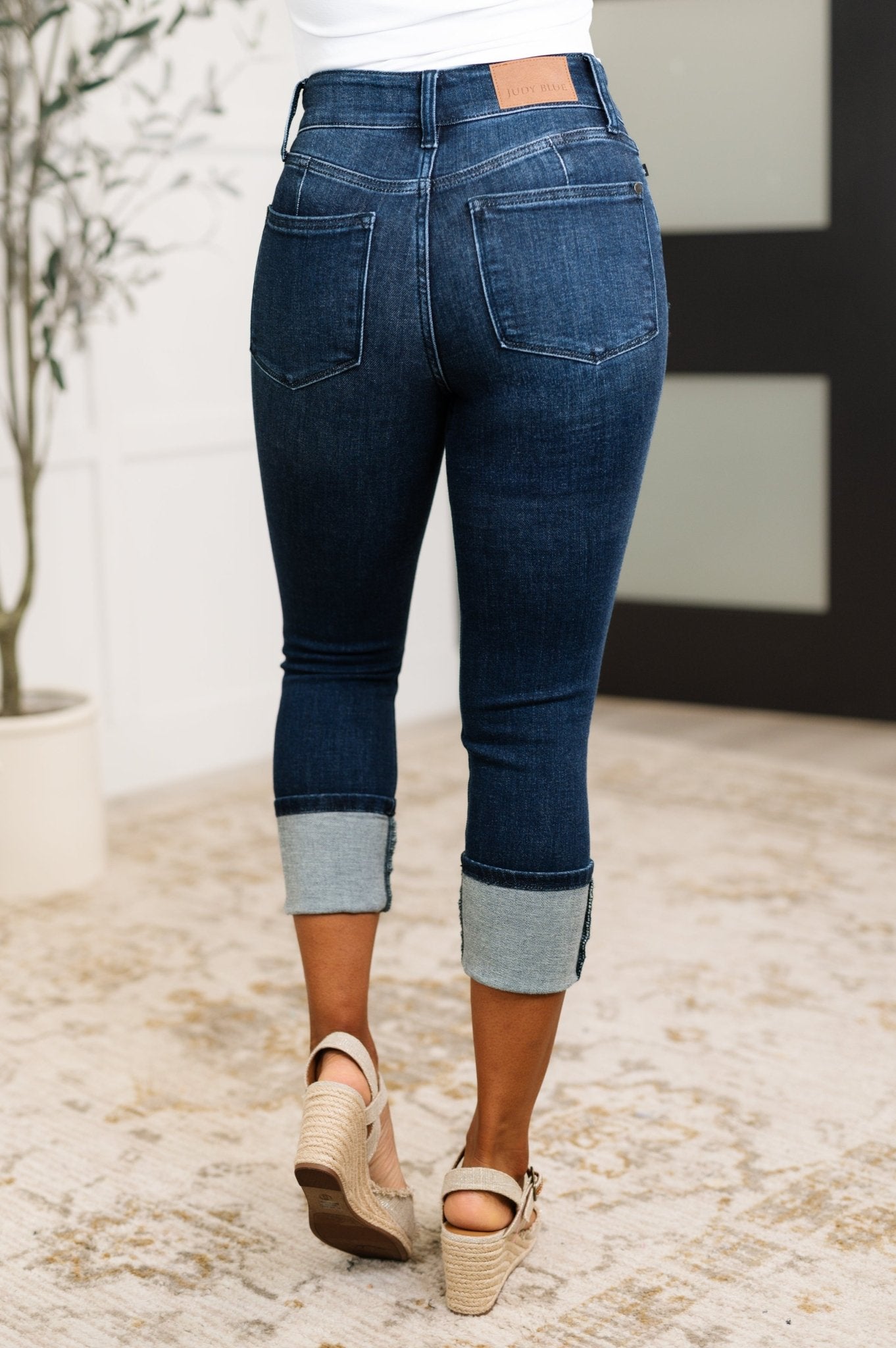 Karen High Rise Double Waist Band Capri Jeans - Driftwood Boutique