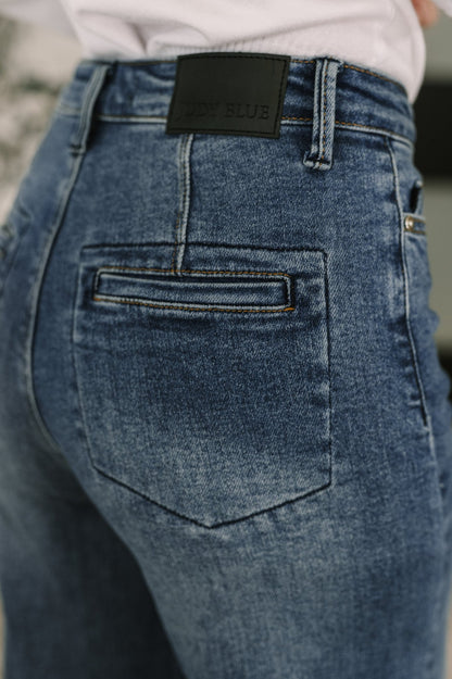 Karla High Waist Column Straight Button - Fly & Back Welt Pockets - Driftwood Boutique