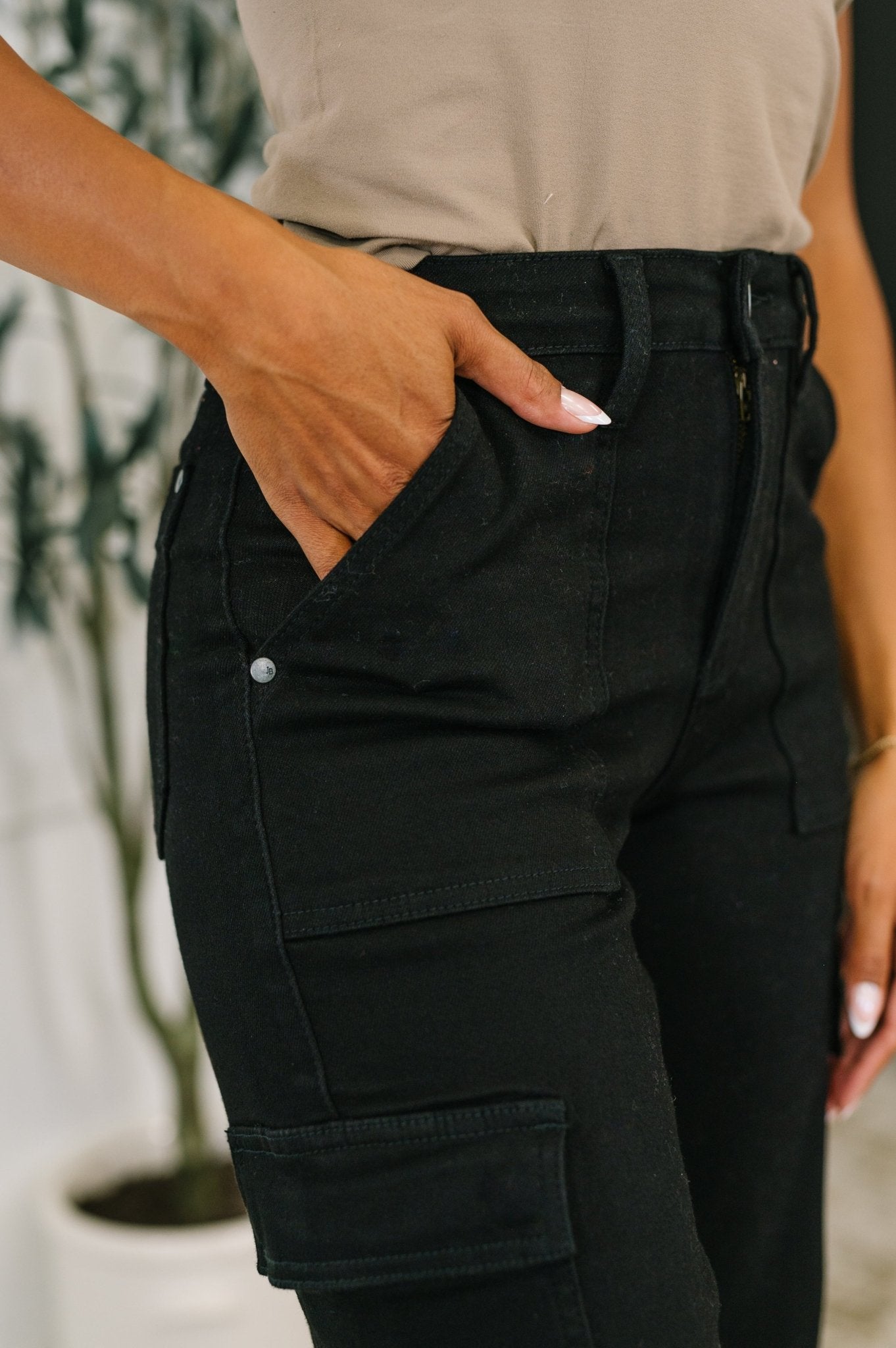 Keira High Waist Cargo Wide in Black - Driftwood Boutique