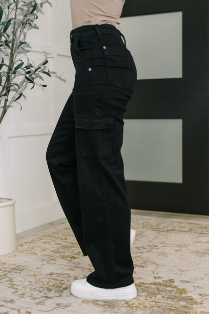 Keira High Waist Cargo Wide in Black - Driftwood Boutique