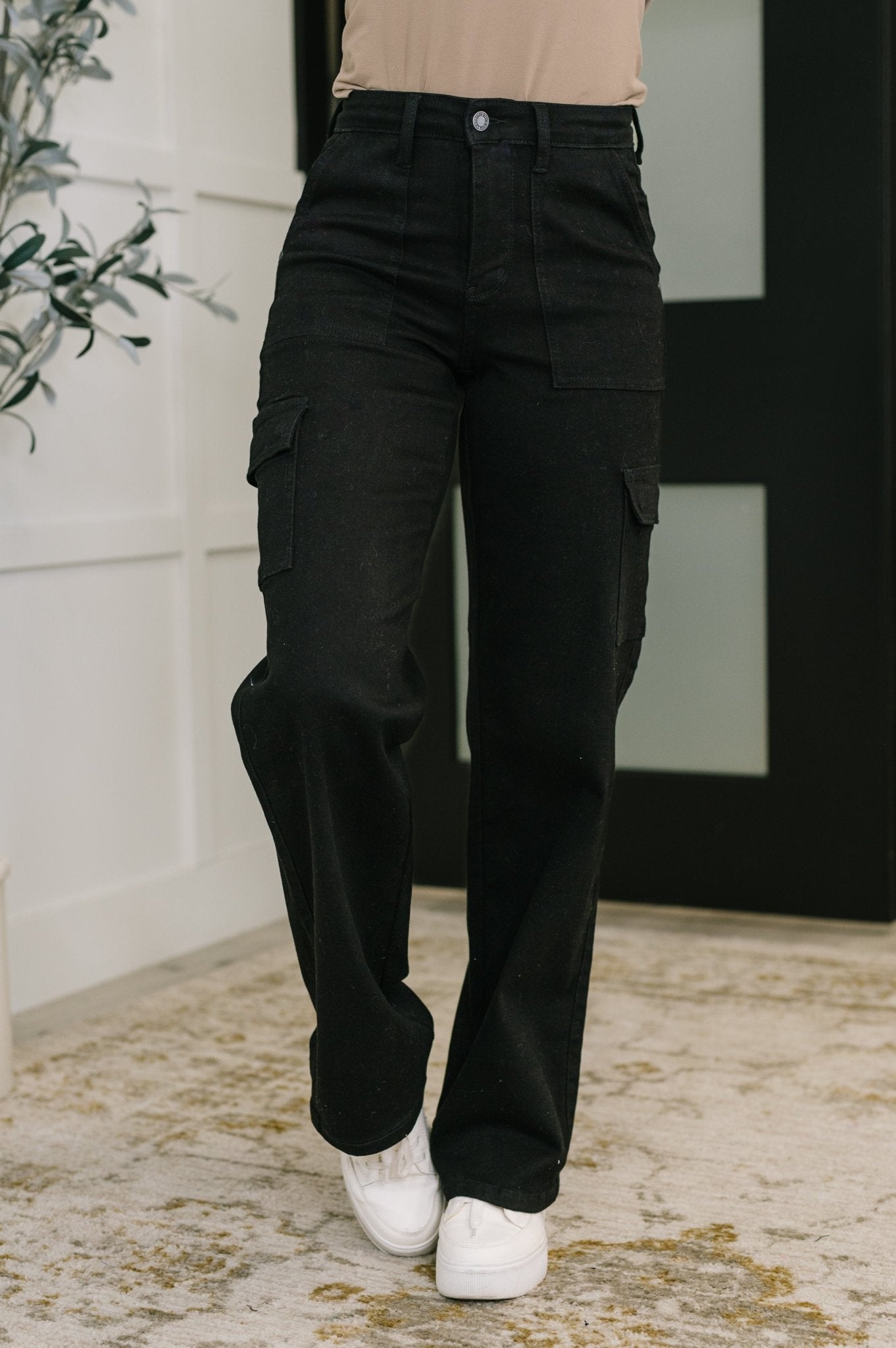 Keira High Waist Cargo Wide in Black - Driftwood Boutique