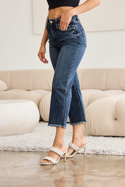 Kellen Tummy Control High Waist Raw Hem Jeans - Driftwood Boutique