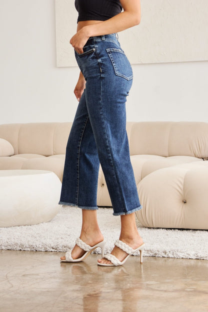 Kellen Tummy Control High Waist Raw Hem Jeans - Driftwood Boutique