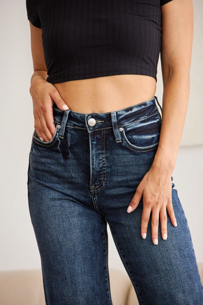 Kellen Tummy Control High Waist Raw Hem Jeans - Driftwood Boutique