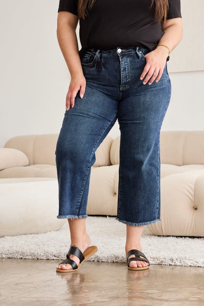 Kellen Tummy Control High Waist Raw Hem Jeans - Driftwood Boutique
