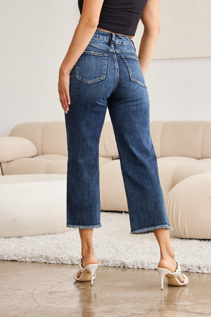 Kellen Tummy Control High Waist Raw Hem Jeans - Driftwood Boutique