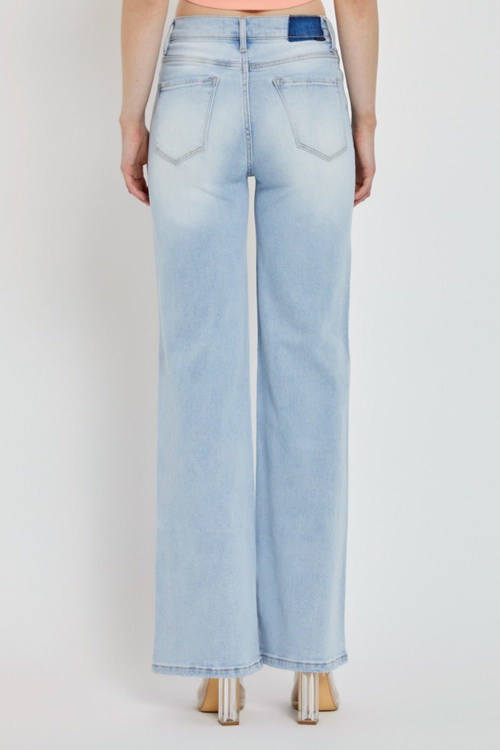 Kelsey Mid Rise V - Waist Wide Leg Jeans - Driftwood Boutique