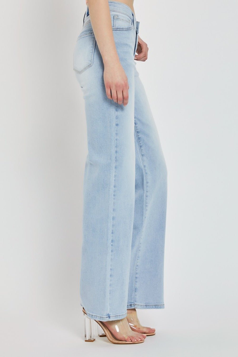 Kelsey Mid Rise V - Waist Wide Leg Jeans - Driftwood Boutique