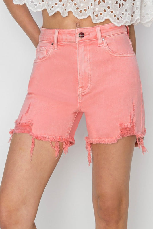 Kelsi High Rise Distressed Denim Shorts - Driftwood Boutique