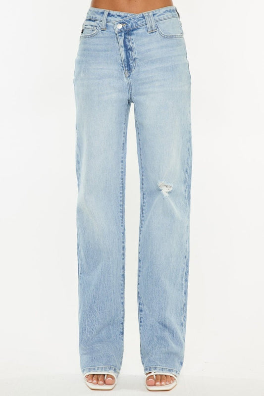 Kenna High Rise Distressed Straight Jeans - Driftwood Boutique