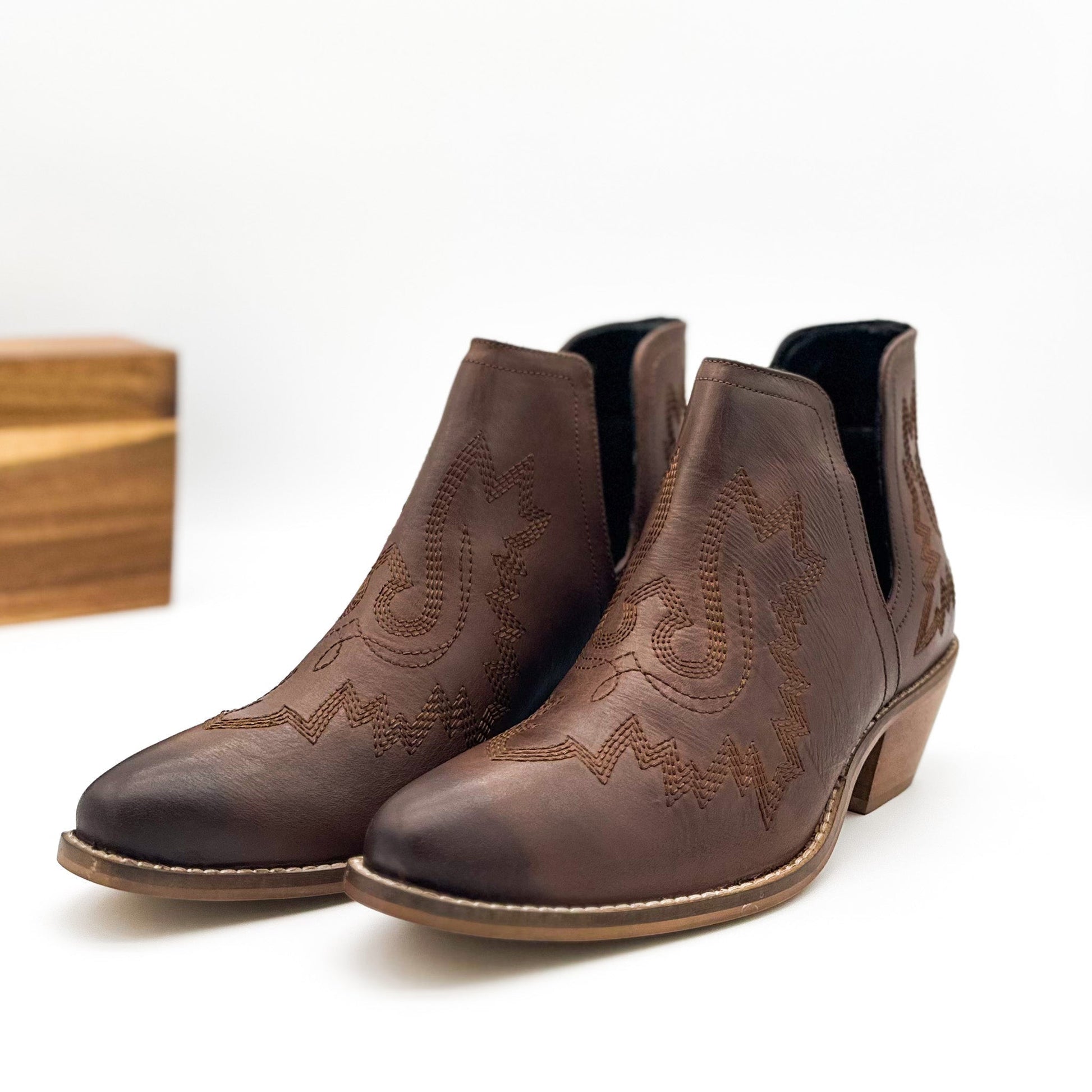 Kickin' Western Booties in Brown - Driftwood Boutique