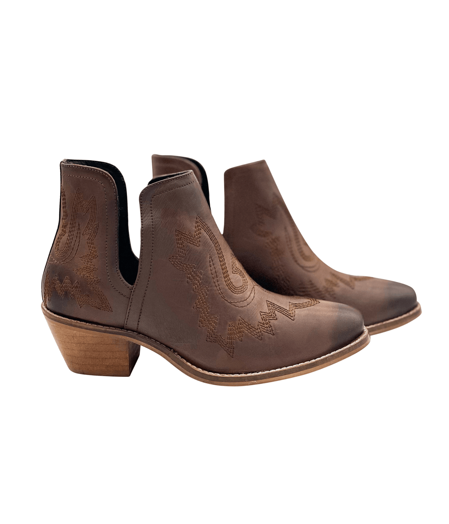 Kickin' Western Booties in Brown - Driftwood Boutique