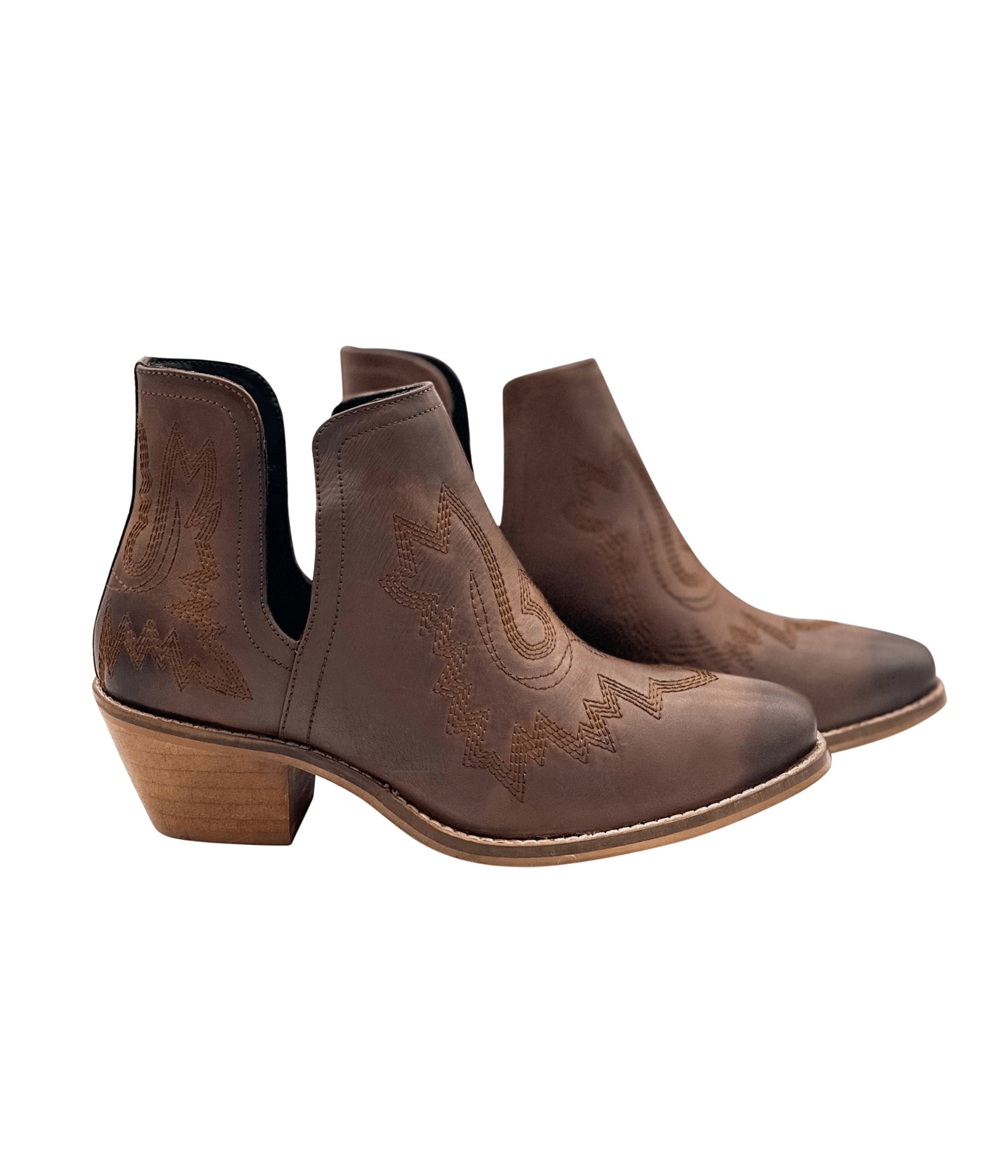 Kickin' Western Booties in Brown - Driftwood Boutique