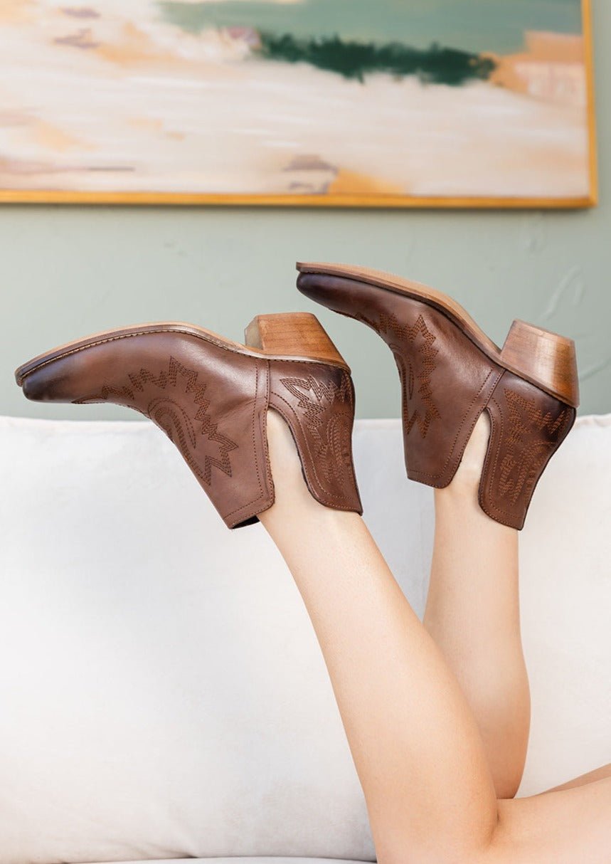 Kickin' Western Booties in Brown - Driftwood Boutique