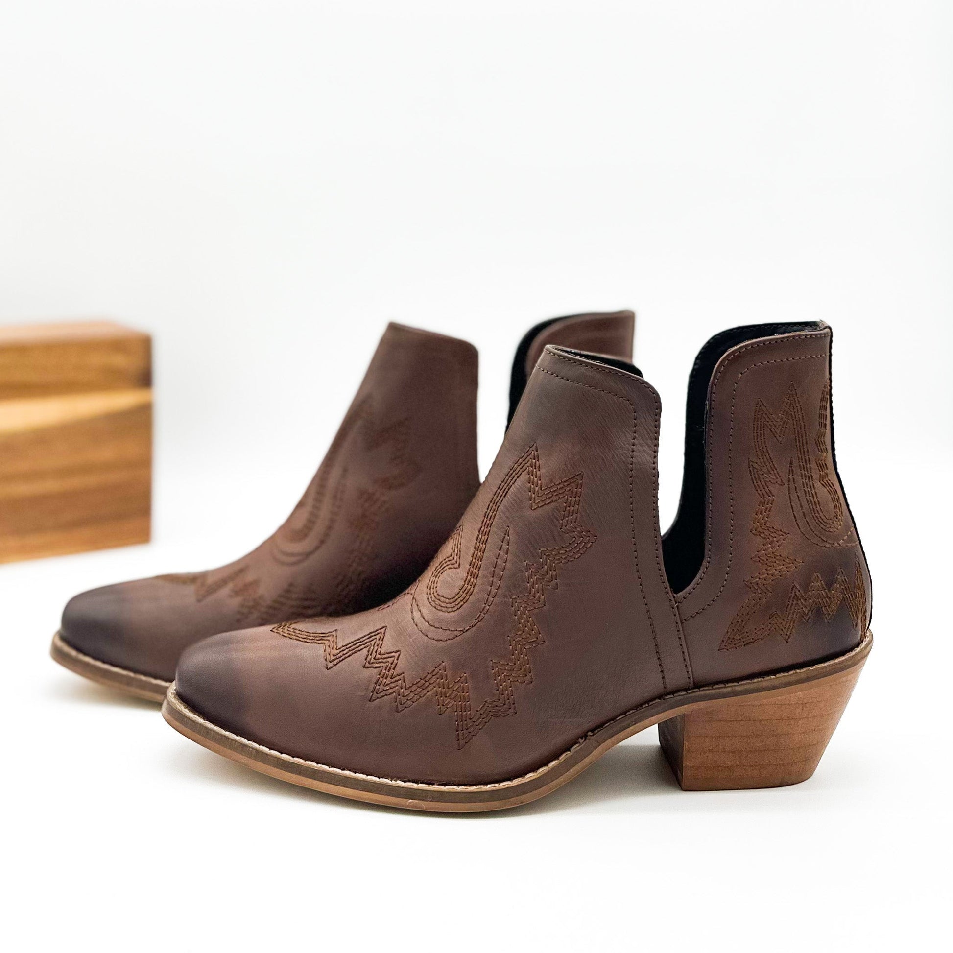 Kickin' Western Booties in Brown - Driftwood Boutique