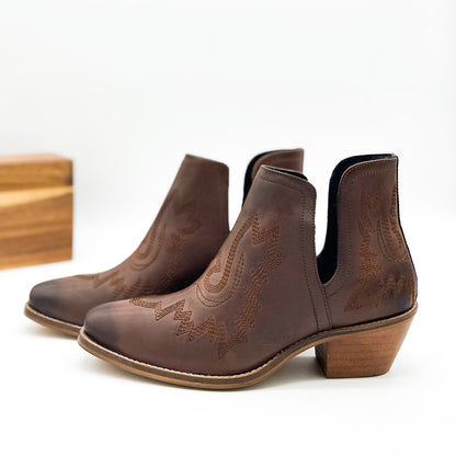 Kickin' Western Booties in Brown - Driftwood Boutique