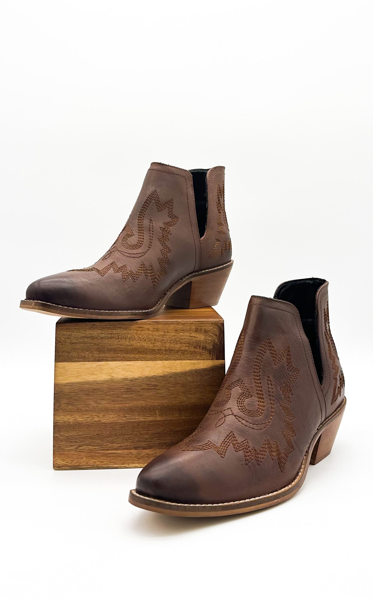 Kickin' Western Booties in Brown - Driftwood Boutique