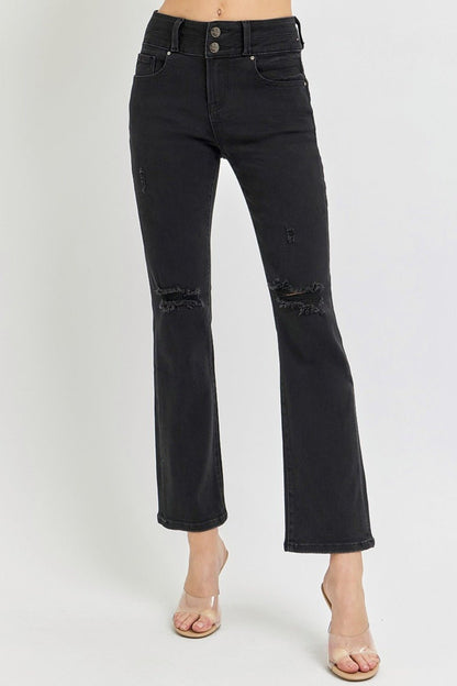 Kimber High Rise Wide Waistband Cropped Bootcut Jeans - Driftwood Boutique