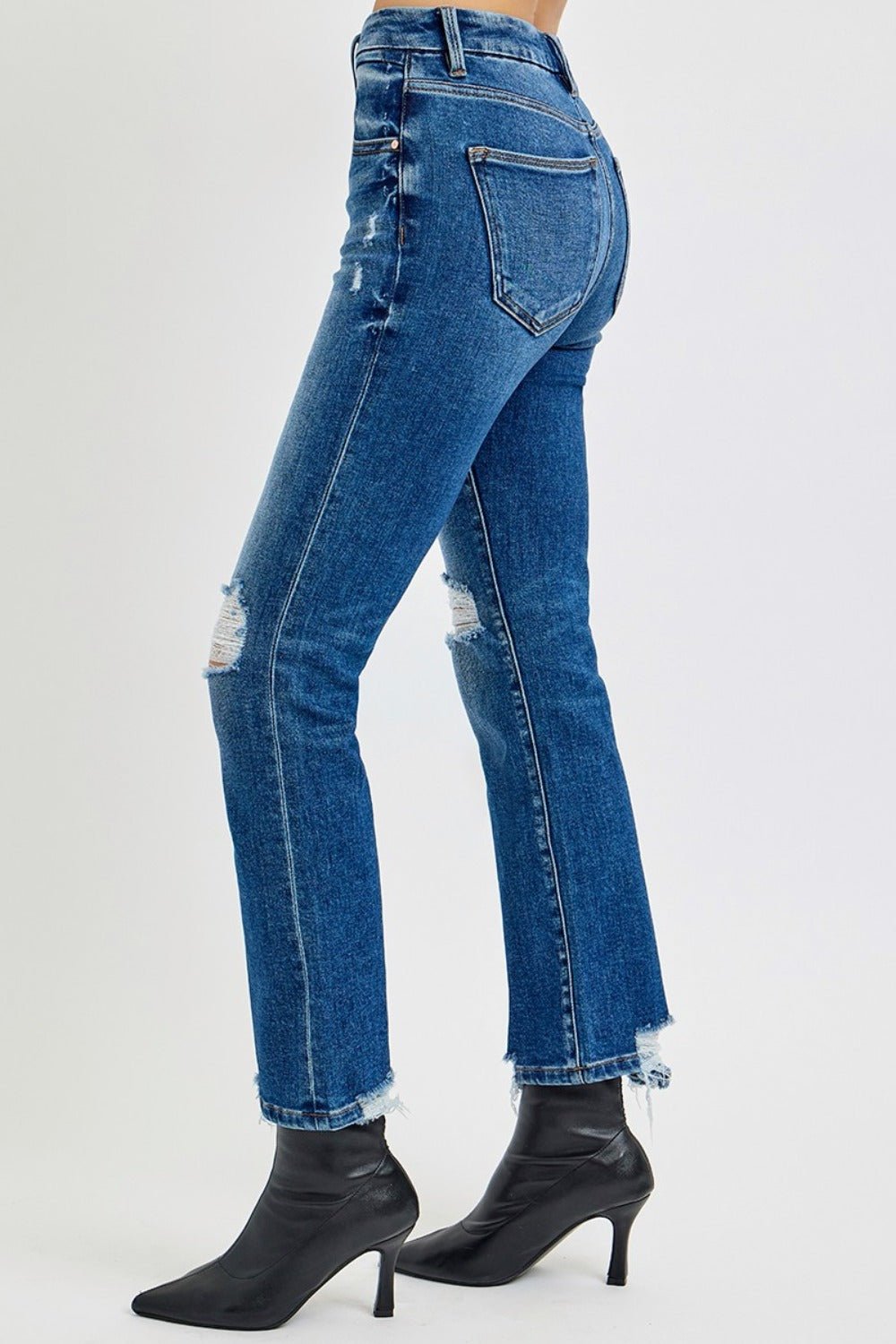 Kodi High Rise Distressed Crop Straight Jeans - Driftwood Boutique