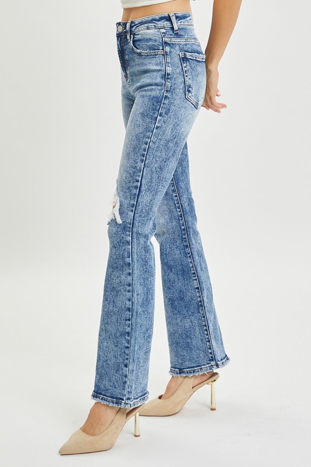 Kori High Rise Acid Wash Distressed Flare Jeans - Driftwood Boutique