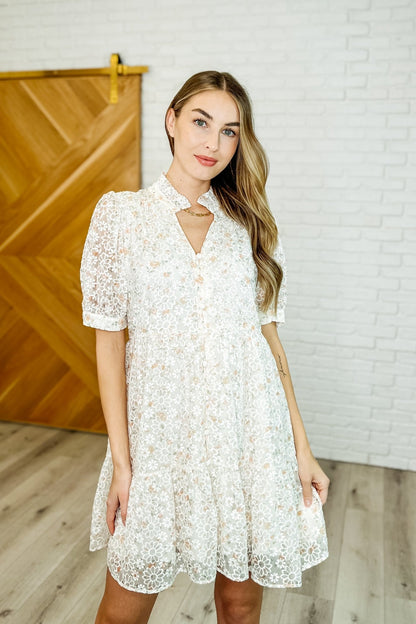 Lace to the Party High Neck Dress in Ivory Multi - Driftwood Boutique