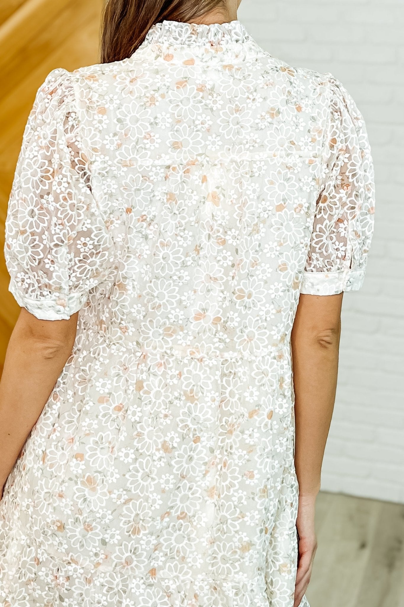 Lace to the Party High Neck Dress in Ivory Multi - Driftwood Boutique