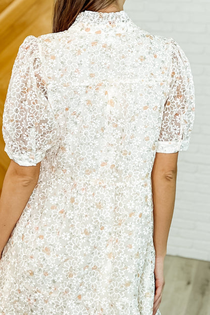 Lace to the Party High Neck Dress in Ivory Multi - Driftwood Boutique