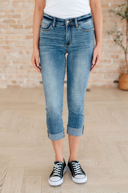 Laura Mid Rise Cuffed Skinny Capri Jeans - Driftwood Boutique