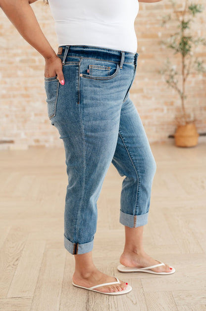 Laura Mid Rise Cuffed Skinny Capri Jeans - Driftwood Boutique