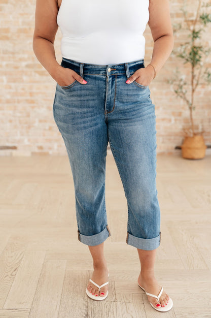 Laura Mid Rise Cuffed Skinny Capri Jeans - Driftwood Boutique