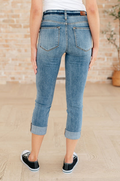Laura Mid Rise Cuffed Skinny Capri Jeans - Driftwood Boutique